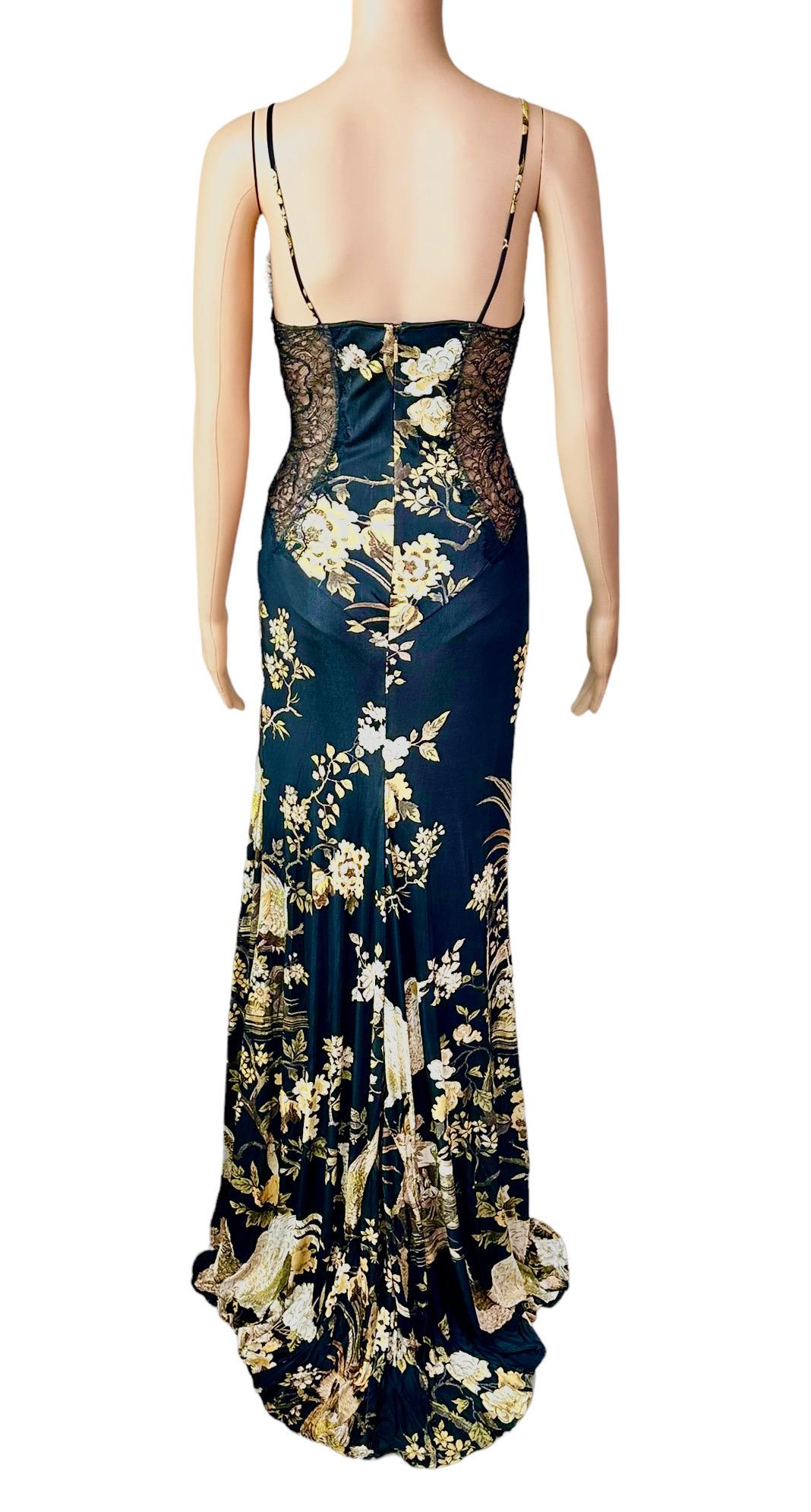 Roberto Cavalli F/W 2006 Unworn Bustier Sheer Lace Panels Floral Evening Dress For Sale 3