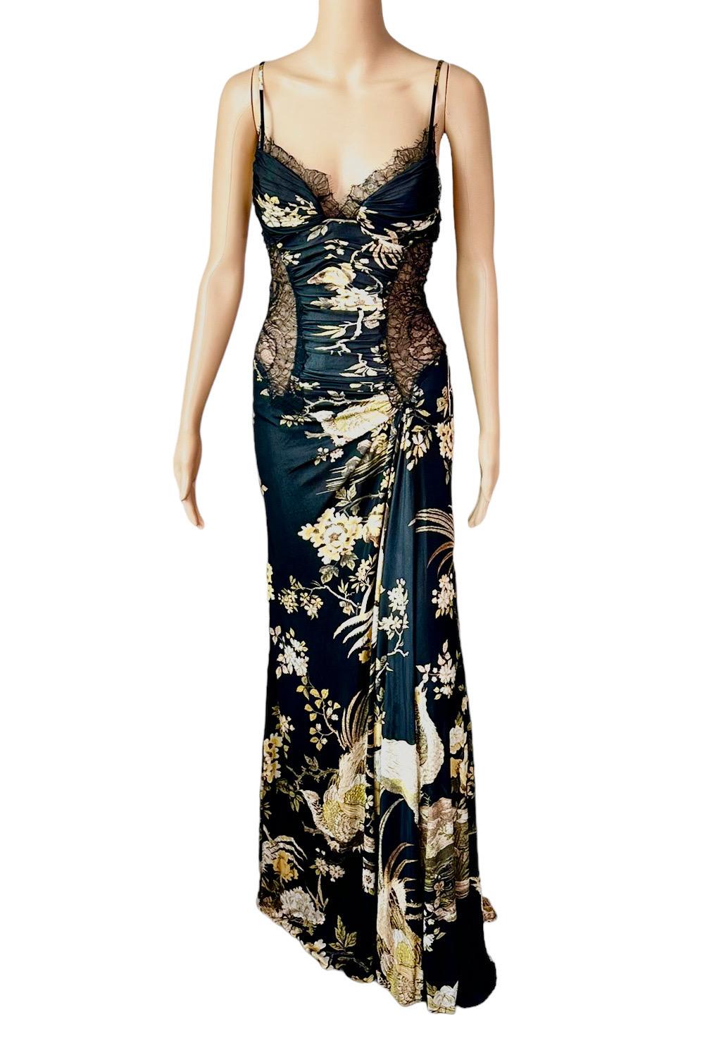 Roberto Cavalli F/W 2006 Unworn Bustier Sheer Lace Panels Floral Evening Dress For Sale 4