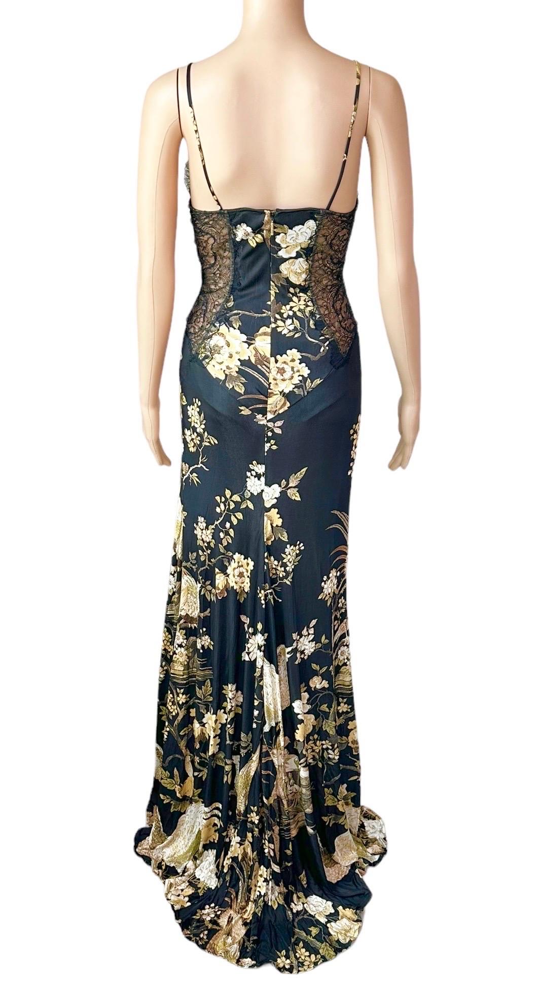 Roberto Cavalli F/W 2006 Unworn Bustier Sheer Lace Panels Floral Evening Dress For Sale 5