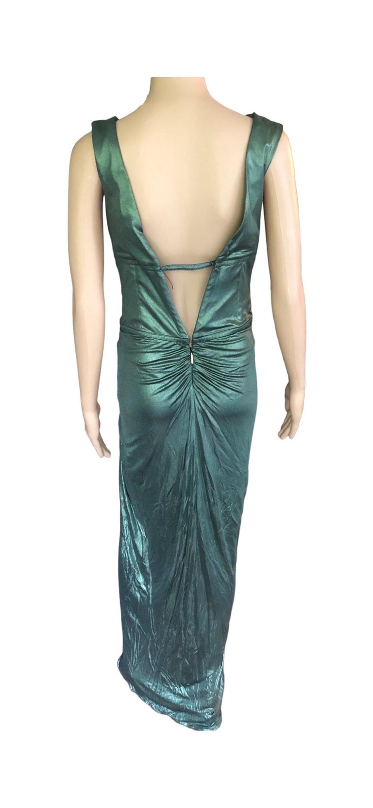 Spectacular Spring 2007 Roberto Cavalli Runway Pale Turquoise Blue Silk Gauze Backless Dress