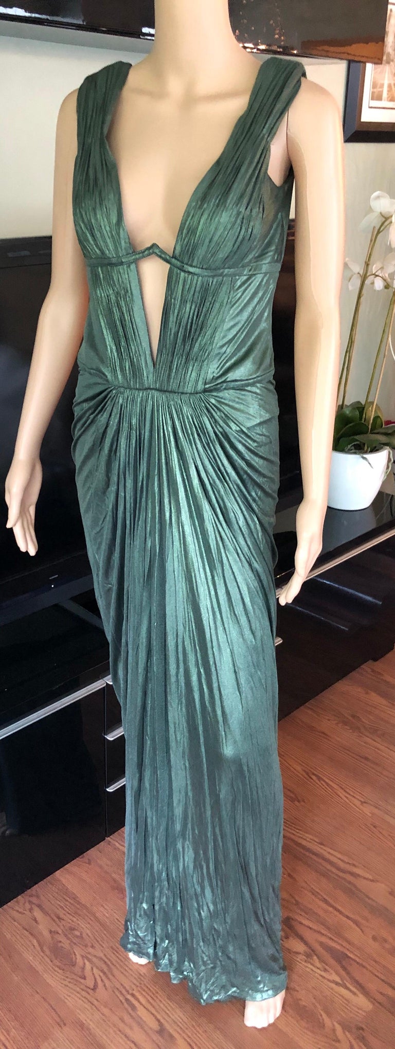 Roberto Cavalli Silk Metallic Open Back Gown by Roberto Cavalli