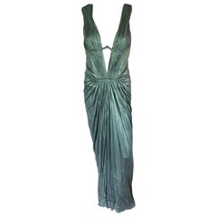 Roberto Cavalli F/W 2007 Runway Metallic Plunging Neckline Open Back Dress Gown
