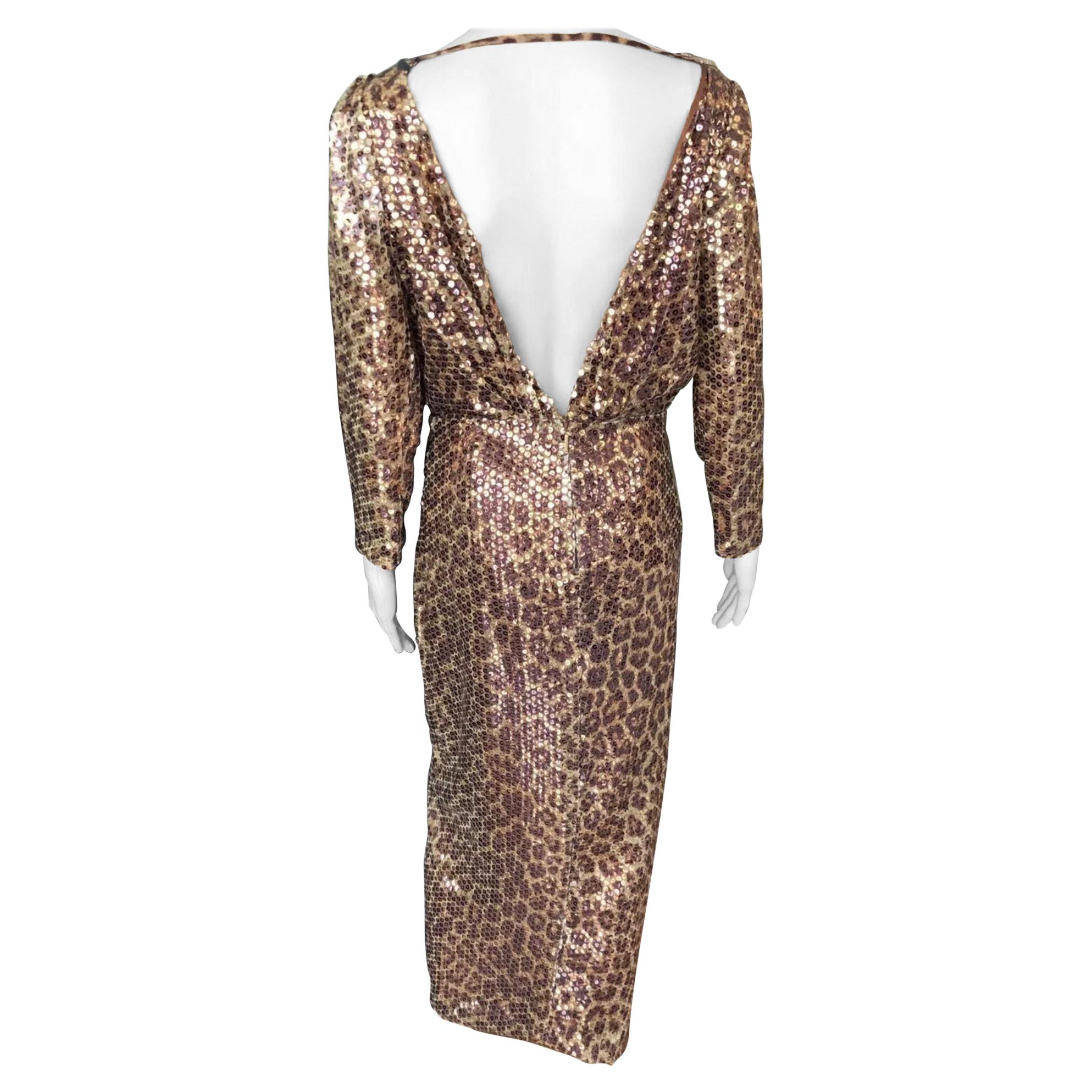 Roberto Cavalli F/W 2007 Runway Sequin Embellished Open Back Evening Dress Gown