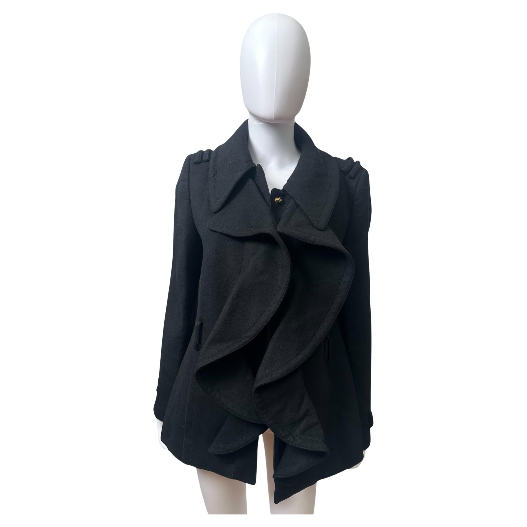 Roberto Cavalli F/W 2009 Chiffon Black Jacket with Gold Buttons in vendita