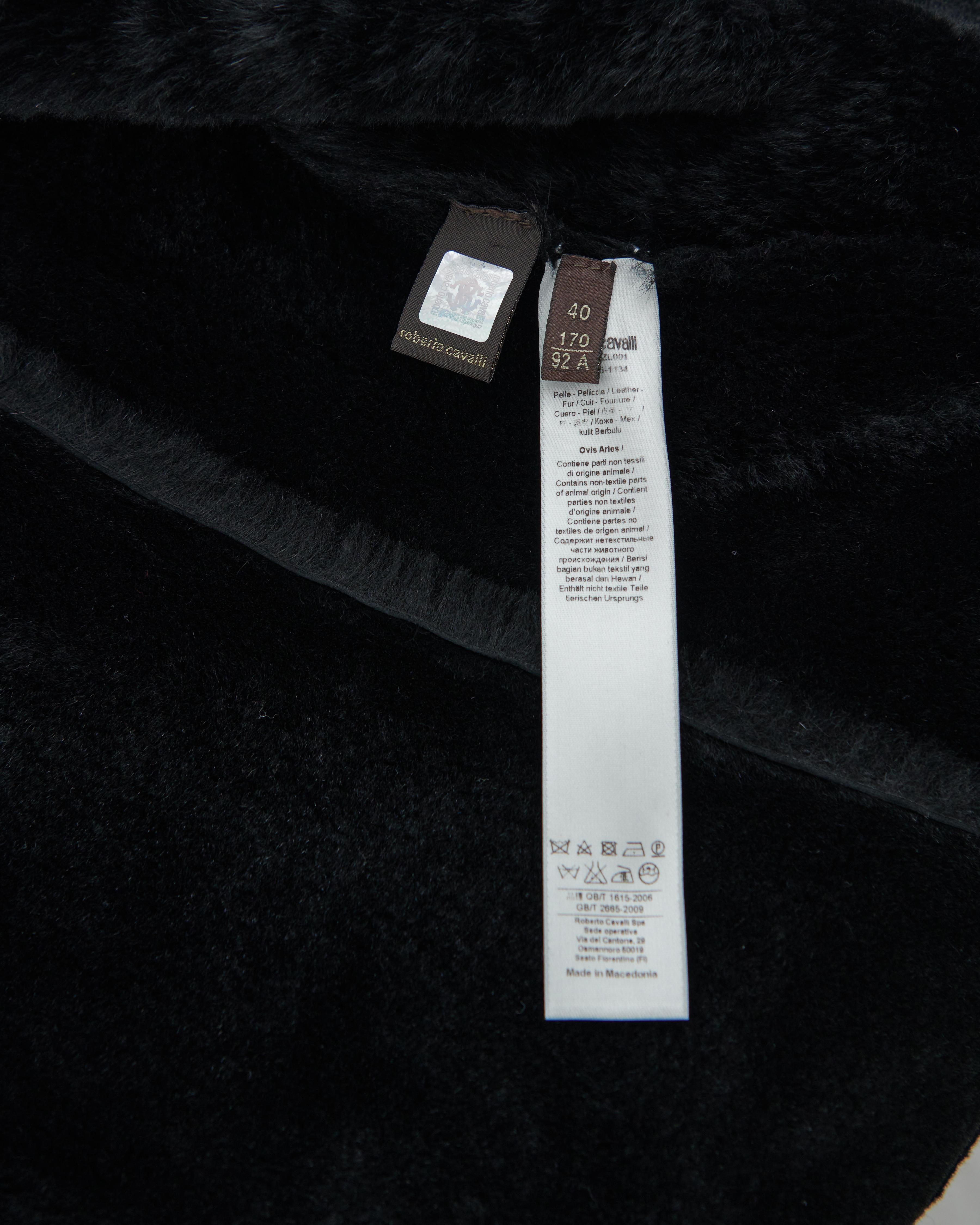 Roberto Cavalli F/W 2010 Black sheepskin stud coat  For Sale 6