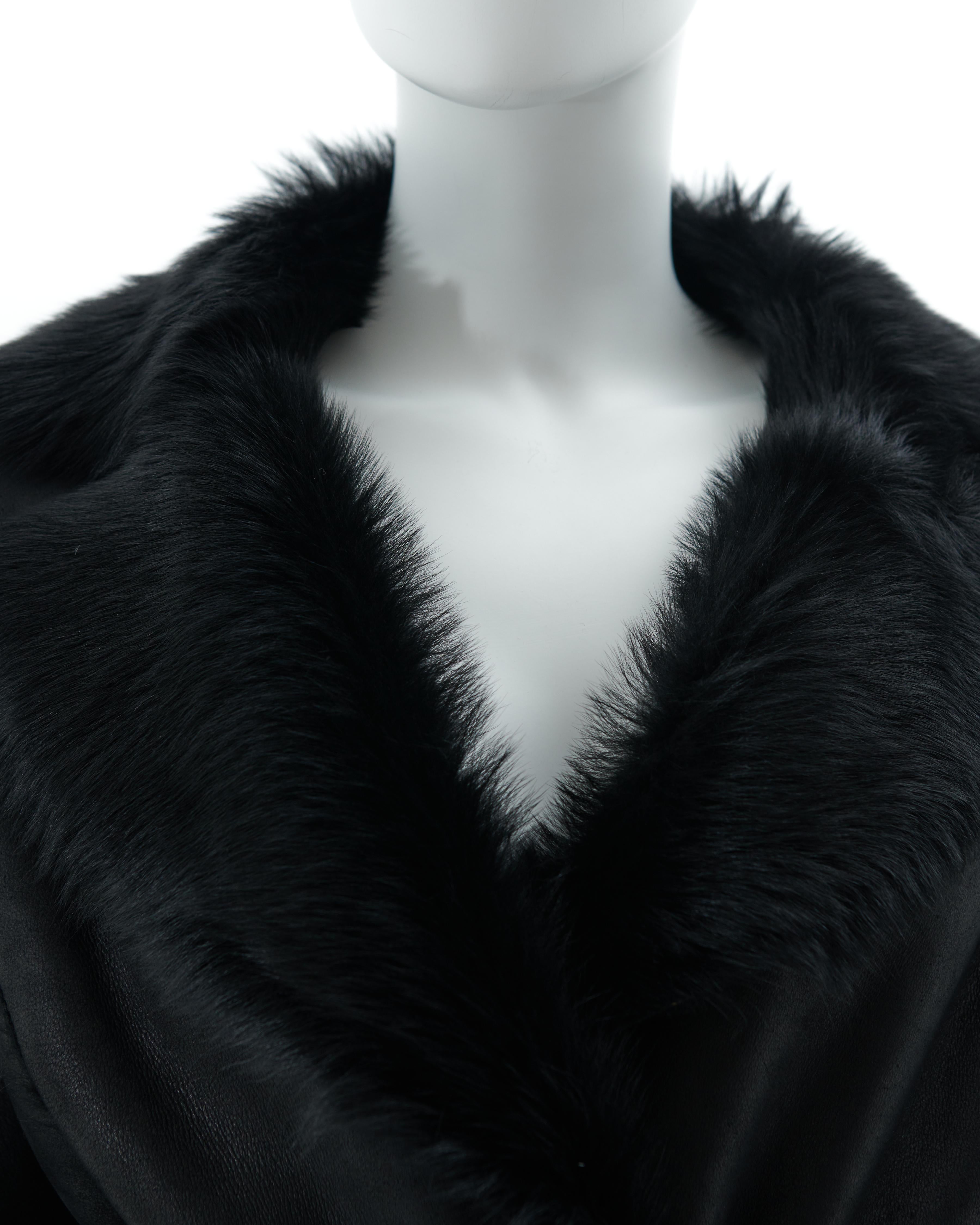 Roberto Cavalli F/W 2010 Black sheepskin stud coat  For Sale 3
