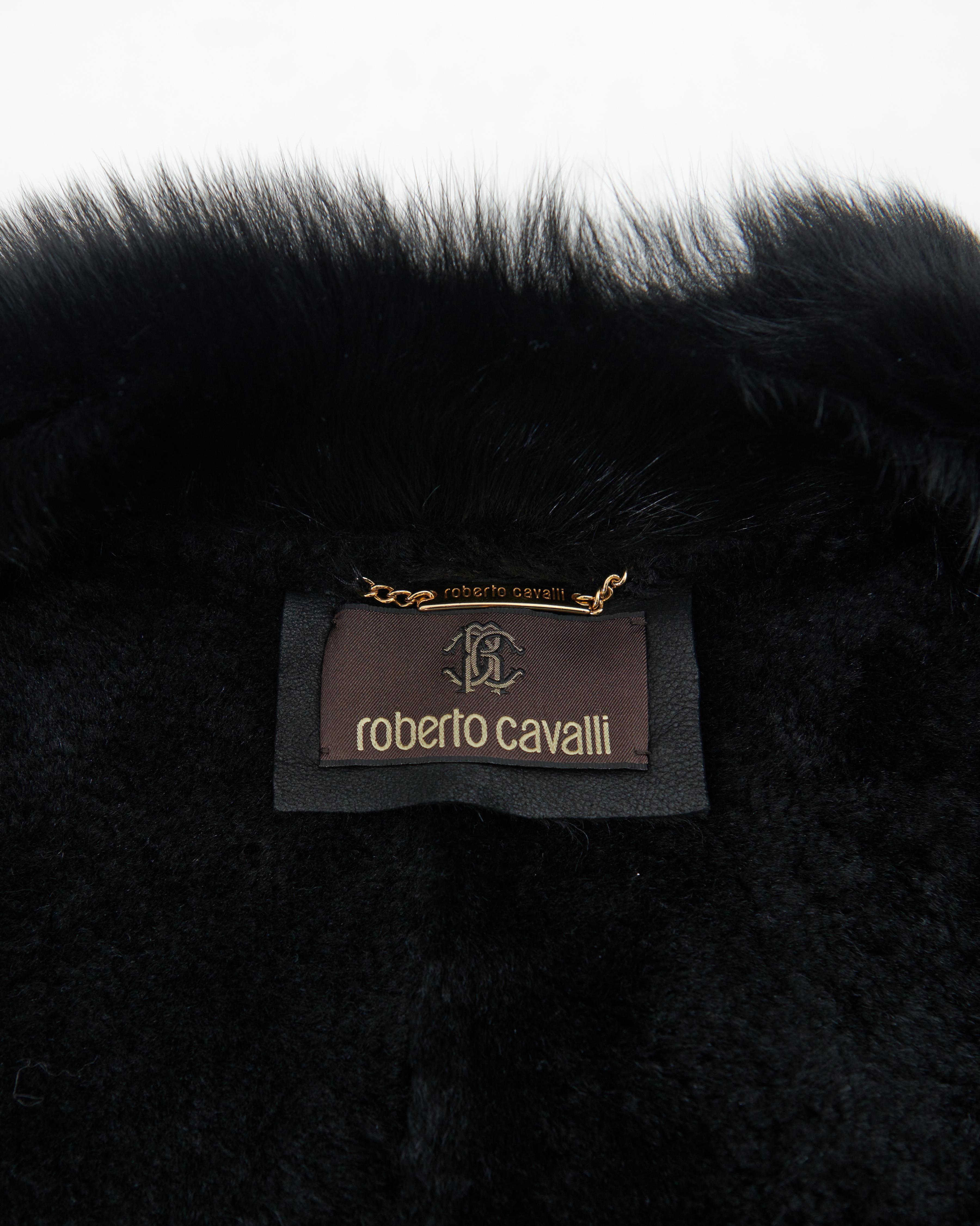 Roberto Cavalli F/W 2010 Black sheepskin stud coat  For Sale 5