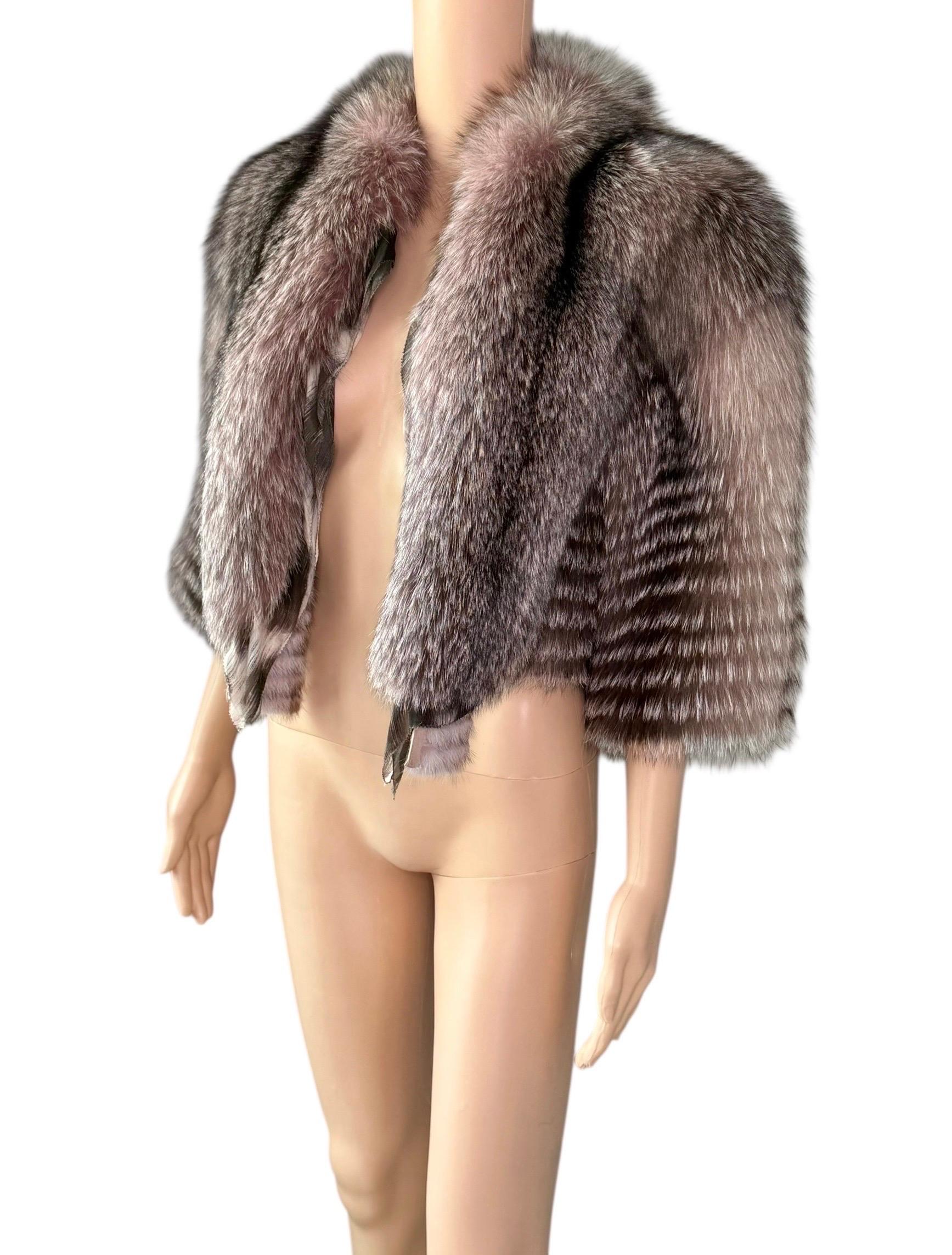 Roberto Cavalli F/W 2010 Runway Cropped Fox Fur Bolero Jacket Coat en venta 5