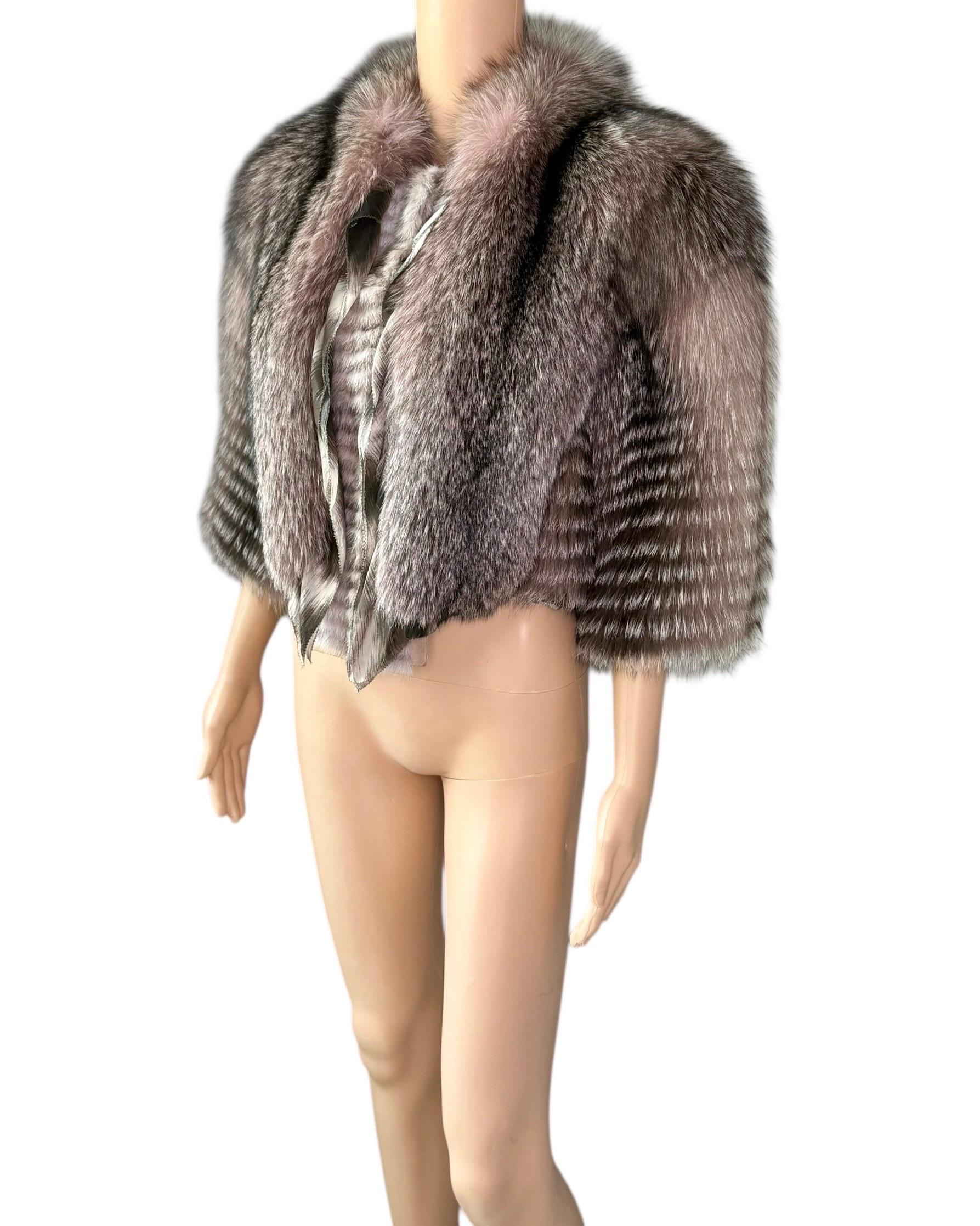 Roberto Cavalli F/W 2010 Runway Cropped Fox Fur Bolero Jacket Coat en venta 6