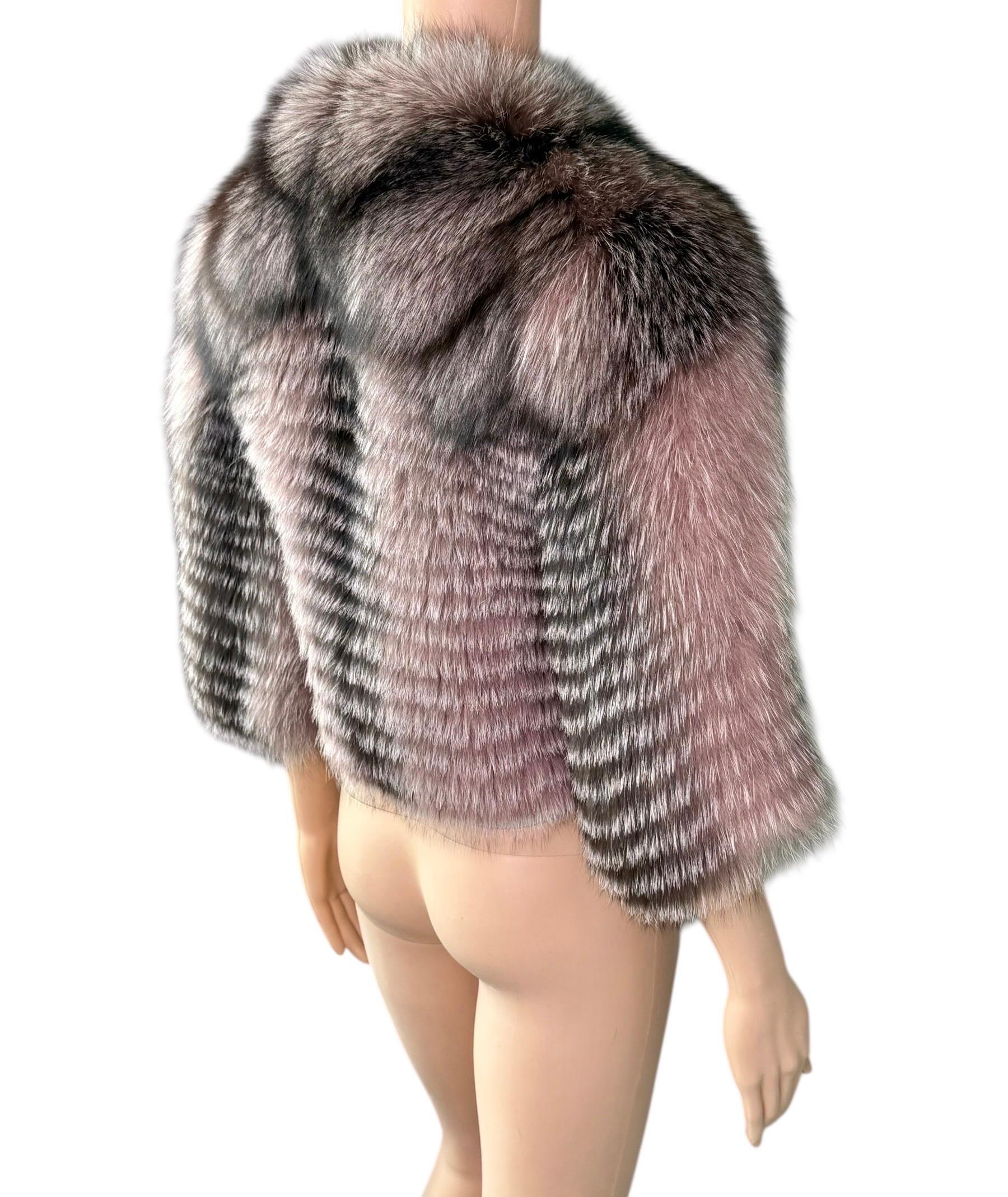 Roberto Cavalli F/W 2010 Runway Cropped Fox Fur Bolero Jacket Coat en venta 7