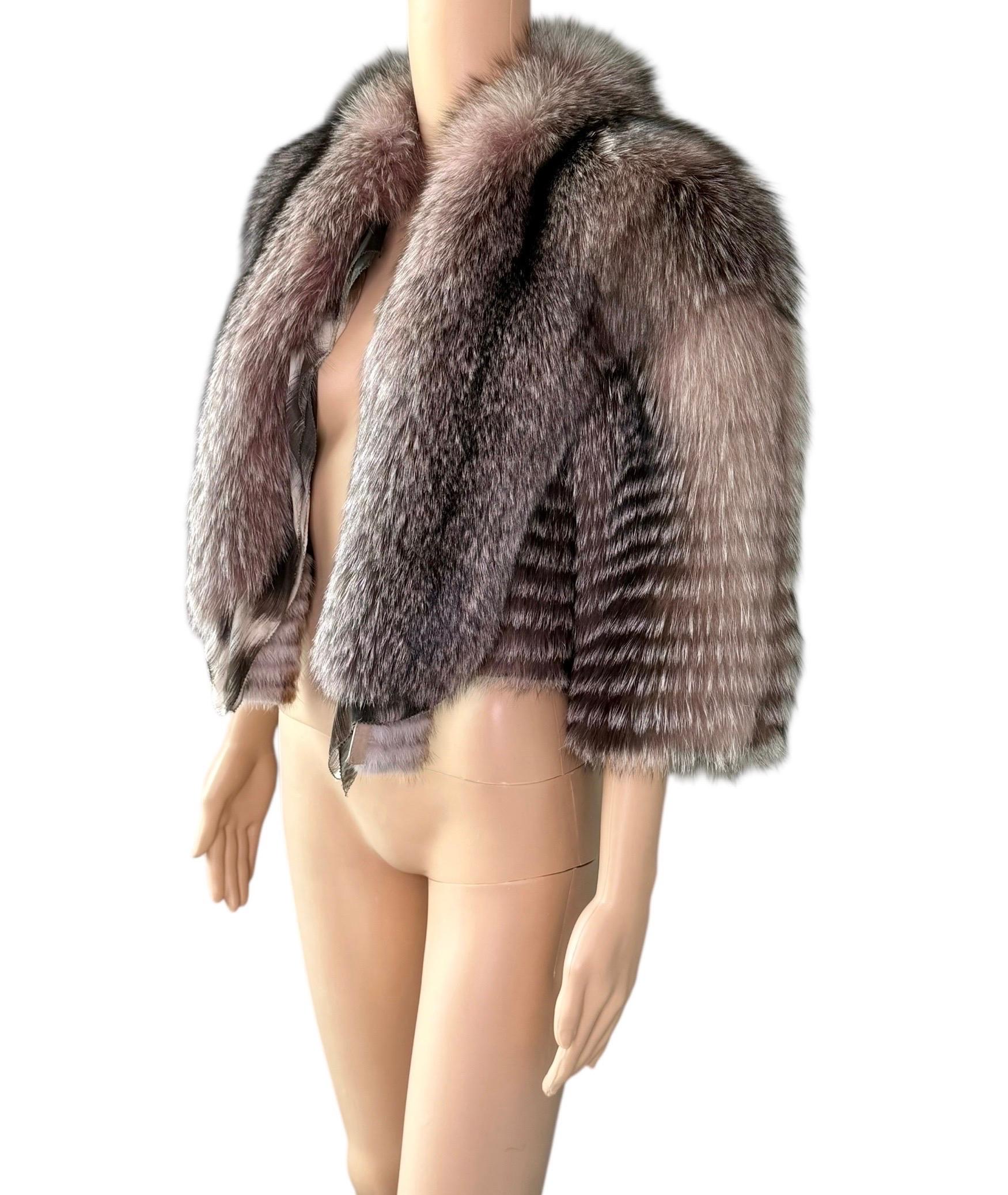 Roberto Cavalli F/W 2010 Runway Cropped Fox Fur Bolero Jacket Coat en venta 8