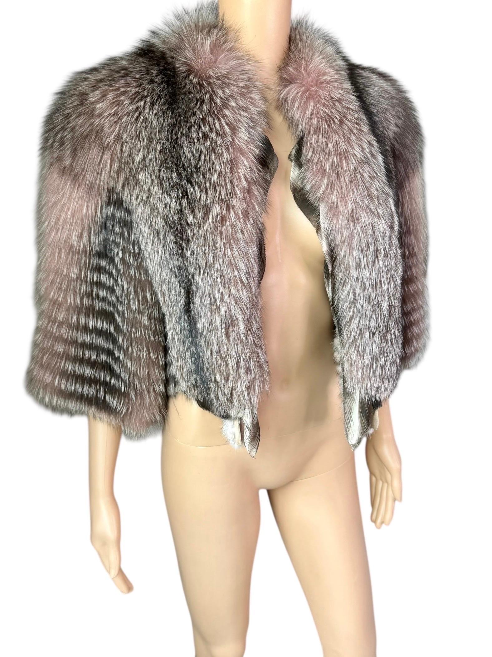 Roberto Cavalli F/W 2010 Runway Cropped Fox Fur Bolero Jacket Coat en Excelente estado para la venta en Naples, FL