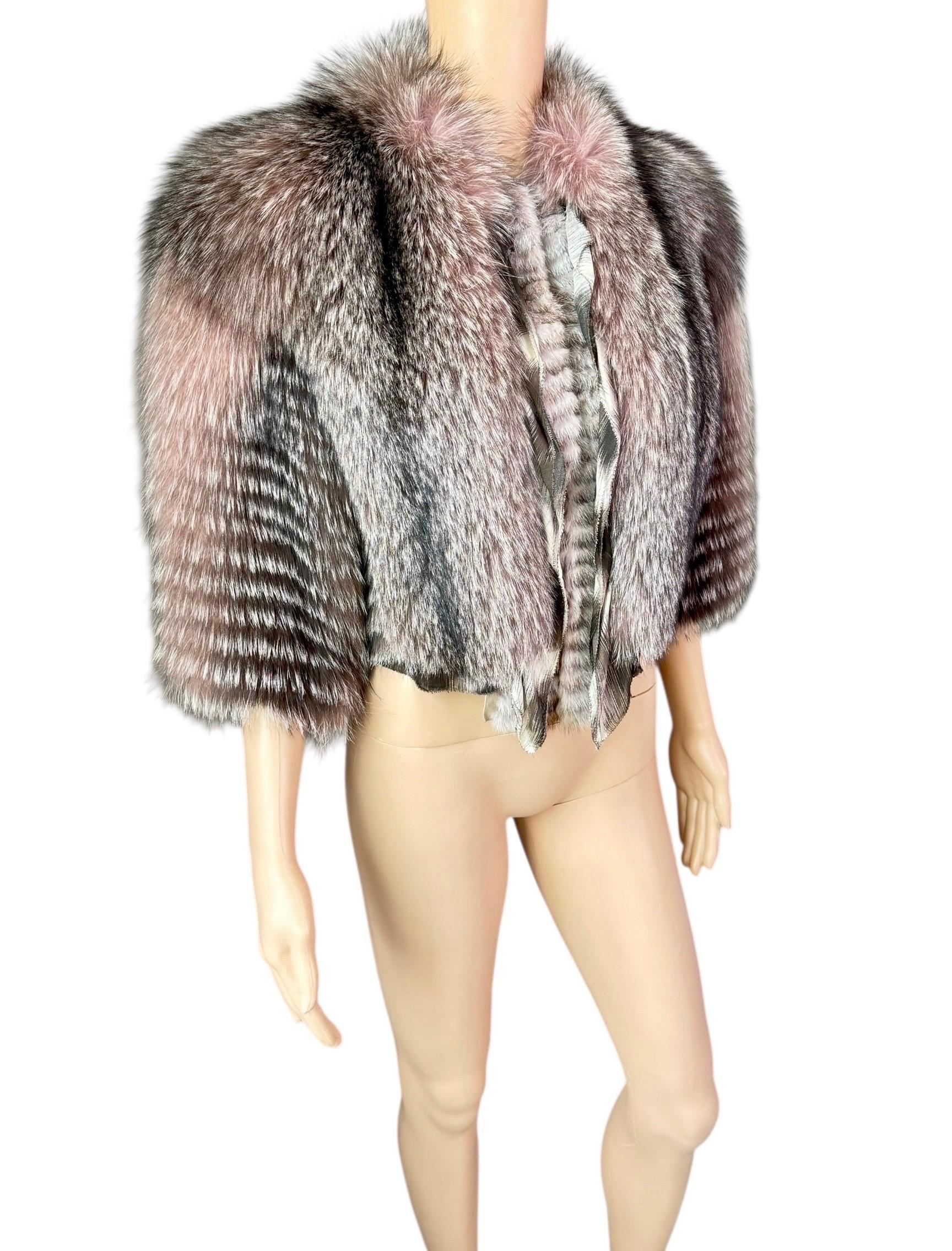 Roberto Cavalli F/W 2010 Runway Cropped Fox Fur Bolero Jacket Coat en venta 1