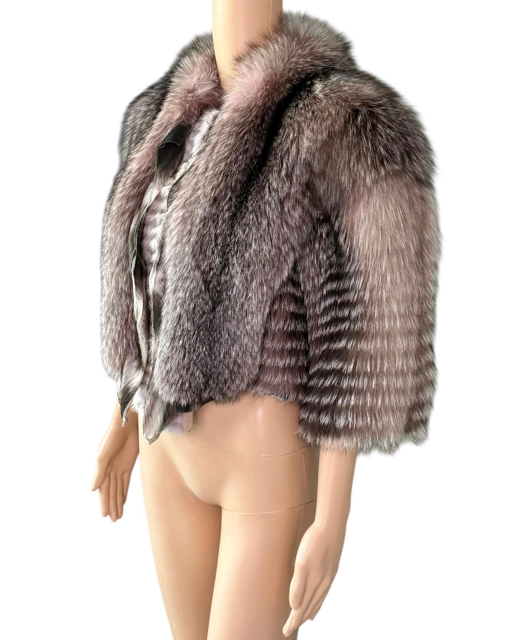 Roberto Cavalli F/W 2010 Runway Cropped Fox Fur Bolero Jacket Coat en venta 2