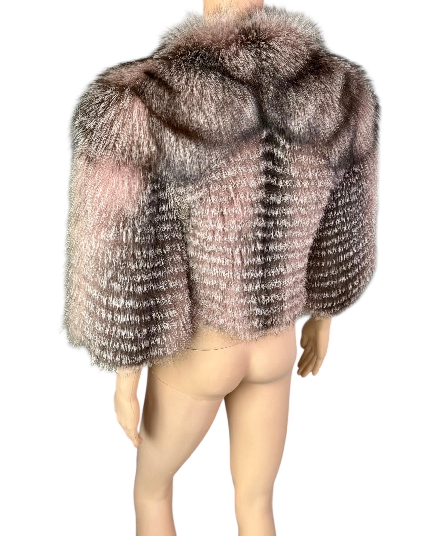 Roberto Cavalli F/W 2010 Runway Cropped Fox Fur Bolero Jacket Coat en venta 3
