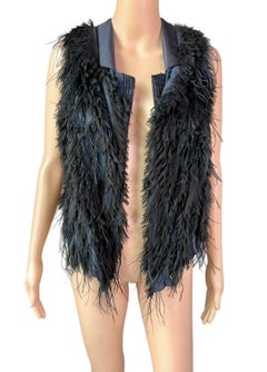 Roberto Cavalli F/W 2011 Embellished Ostrich Feather Fur Top Vest Jacket