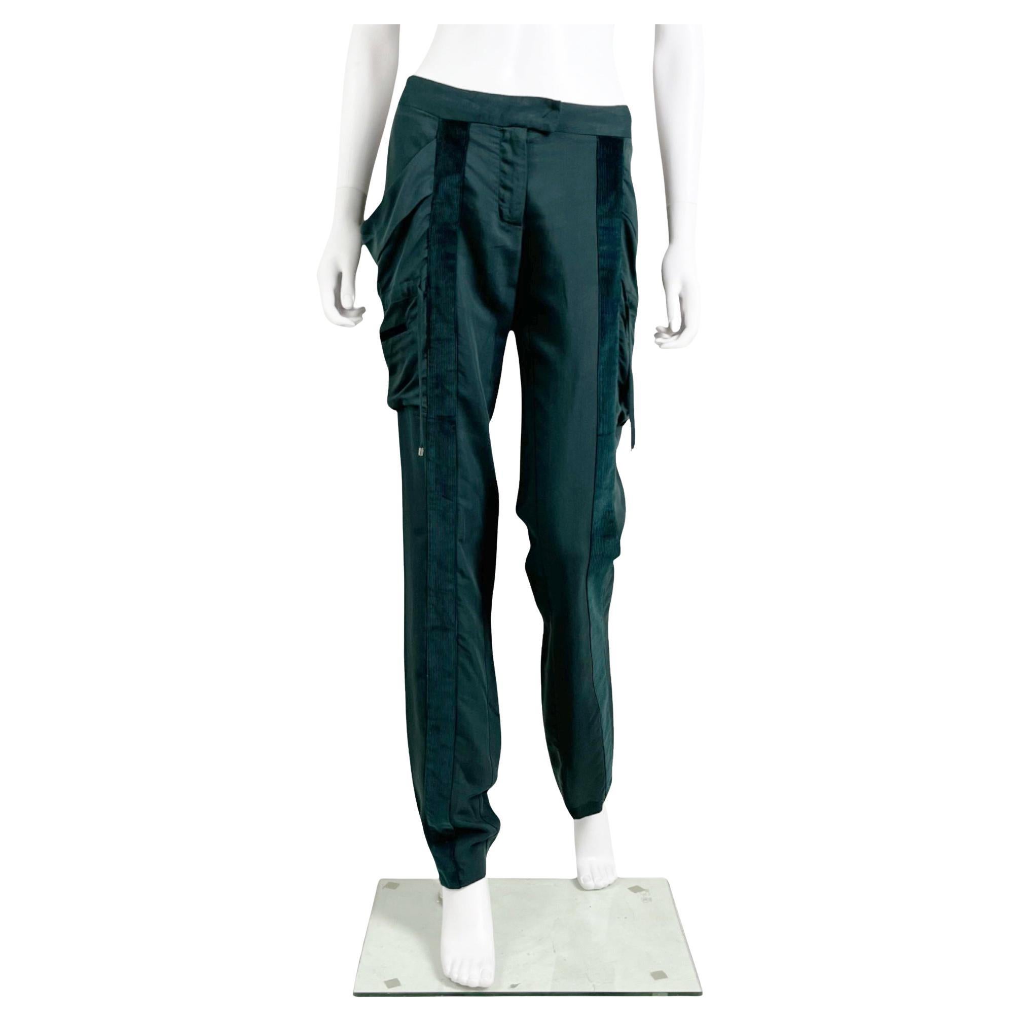 Pre-owned Roberto Cavalli F/w 2011 Velvet Cargo Green Pants