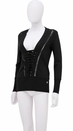 Roberto Cavalli F/W 2012 Black Cut-Out Wool Longsleeve