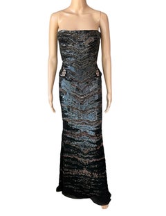 Roberto Cavalli F/W 2012 Embellished Lace Up Corset Evening Dress Gown