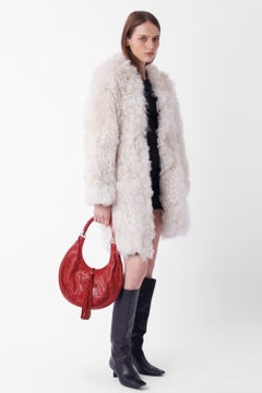 Roberto Cavalli  F/W 2014 Runway Cream Sheepskin Coat with Zebra Print Lining