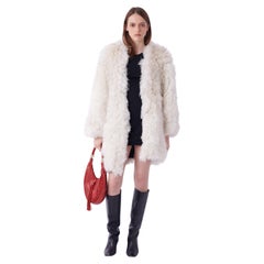 Roberto Cavalli  F/W 2014 Laufstegmantel aus cremefarbenem Schafsleder mit Zebradruck und Futterfutter