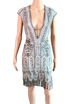 Roberto Cavalli A/I 2014: abito da sera Flapper in seta con frange, impreziosito dalla passerella