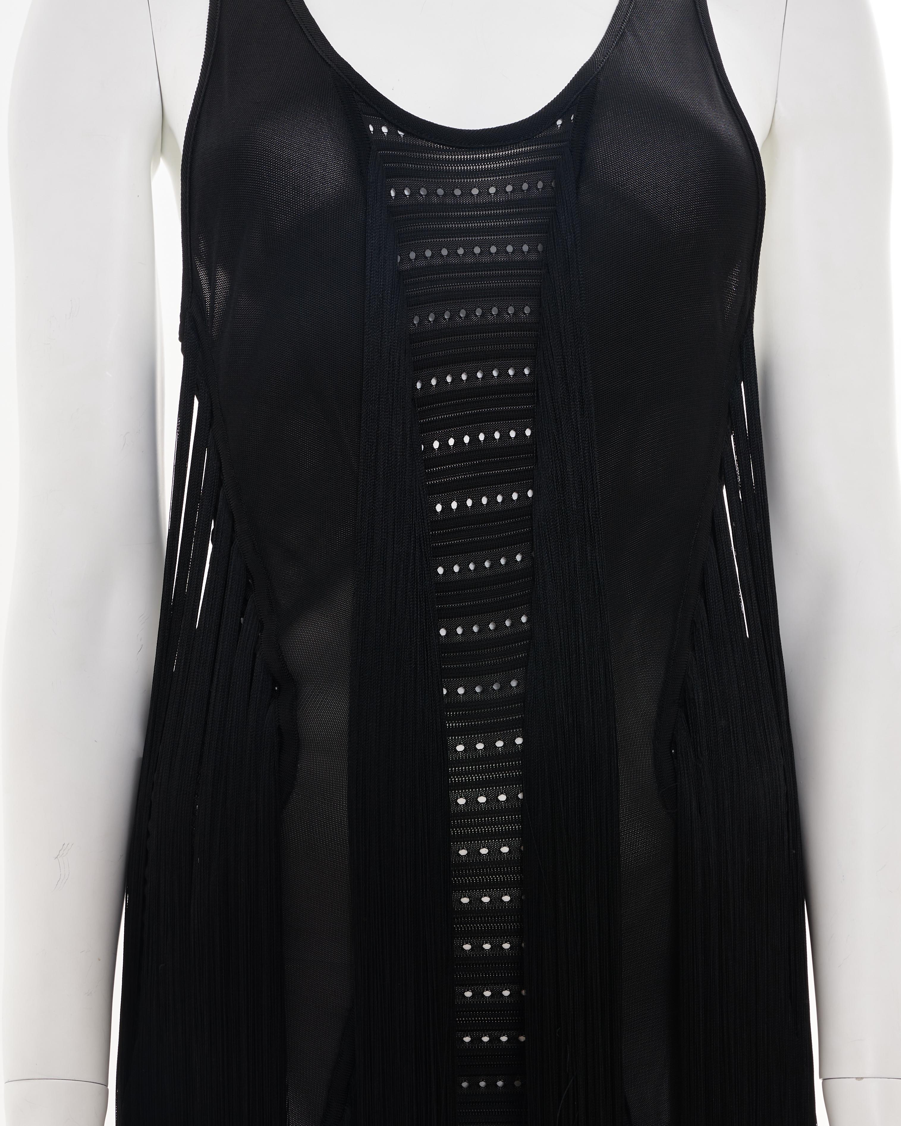 Roberto Cavalli F/W 2015 Black cut out fringe dress For Sale 7
