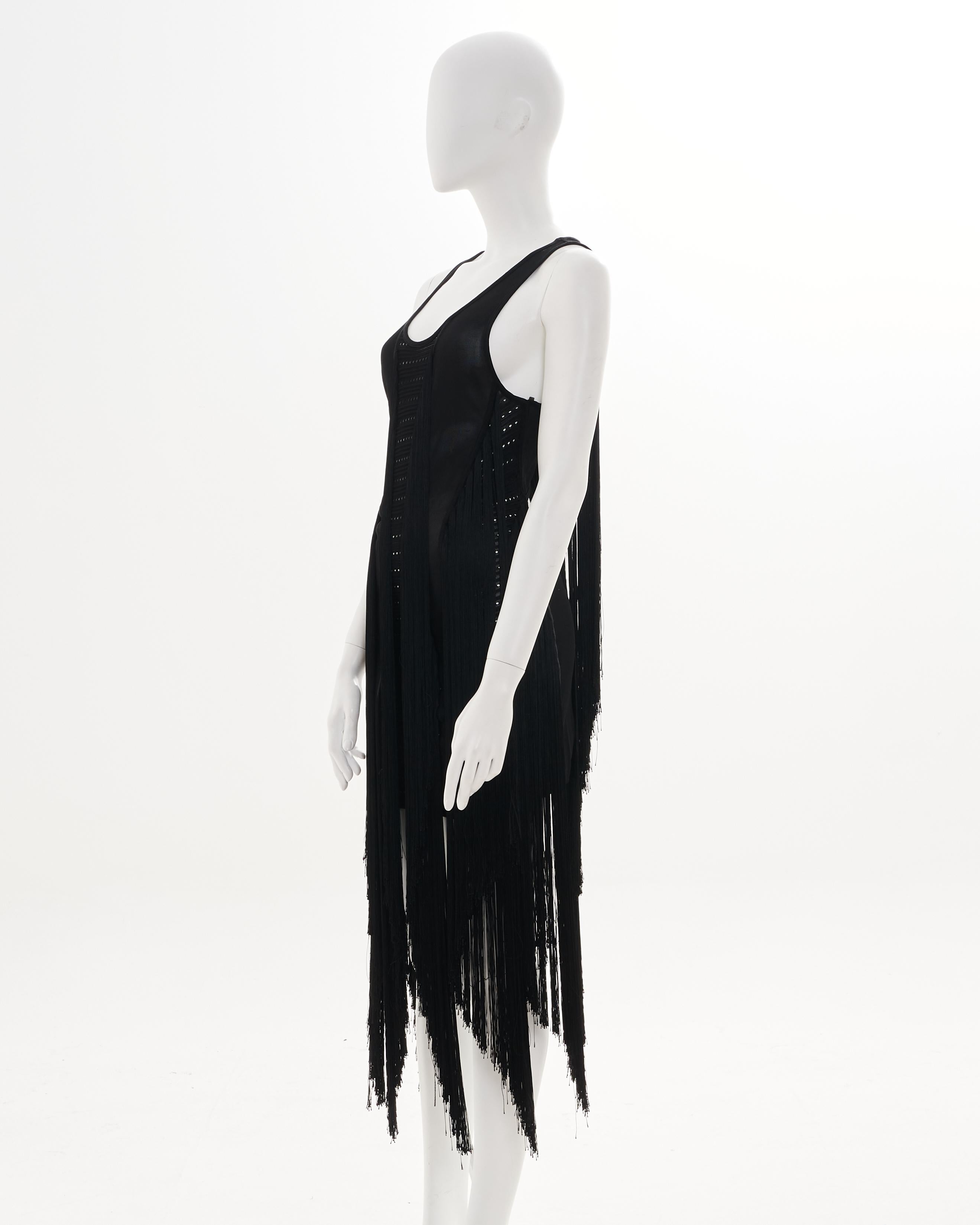 Roberto Cavalli F/W 2015 Black cut out fringe dress In Excellent Condition For Sale In Milano, IT