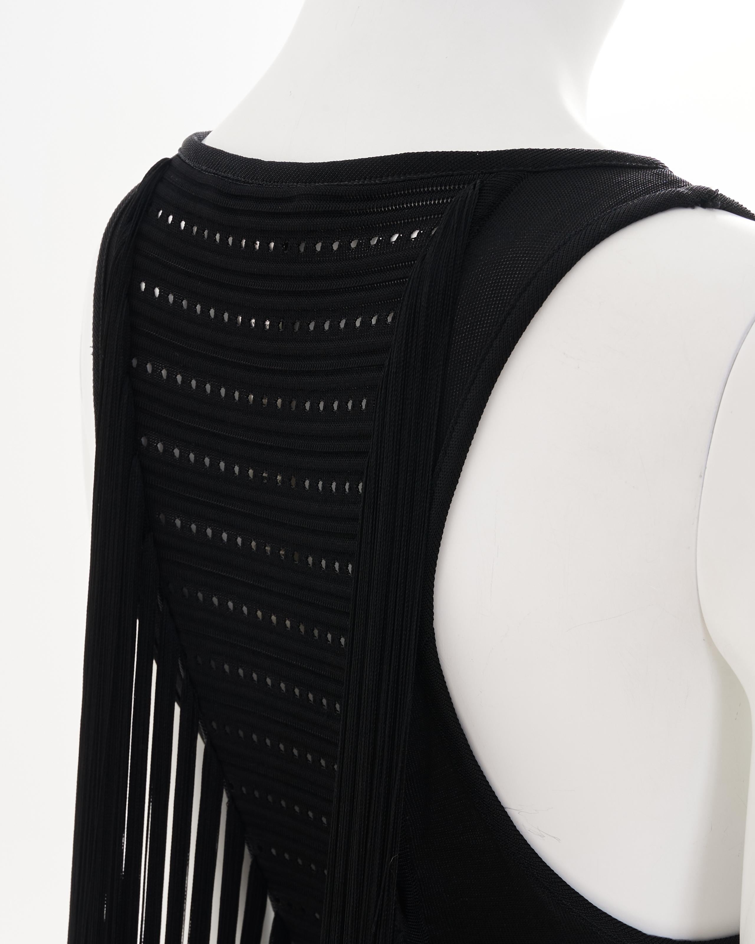 Roberto Cavalli F/W 2015 Black cut out fringe dress For Sale 4