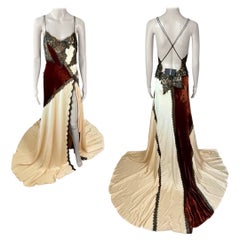 Roberto Cavalli F/W 2023 Pasarela Vestido de noche sin estrenar Vestido de noche de encaje con cola de gran abertura