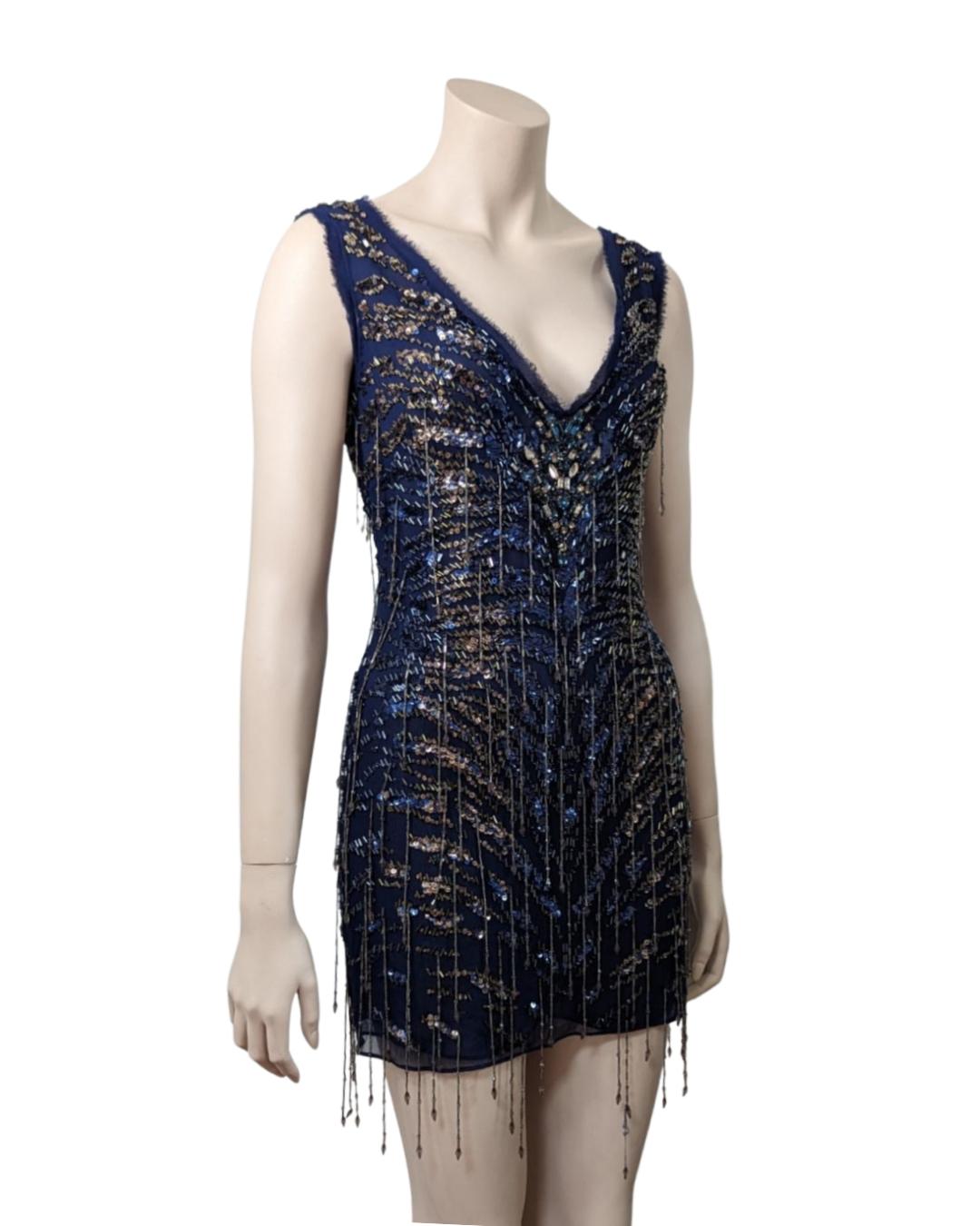 Roberto Cavalli F/W2002 Beaded Mini Dress In Good Condition For Sale In GOUVIEUX, FR
