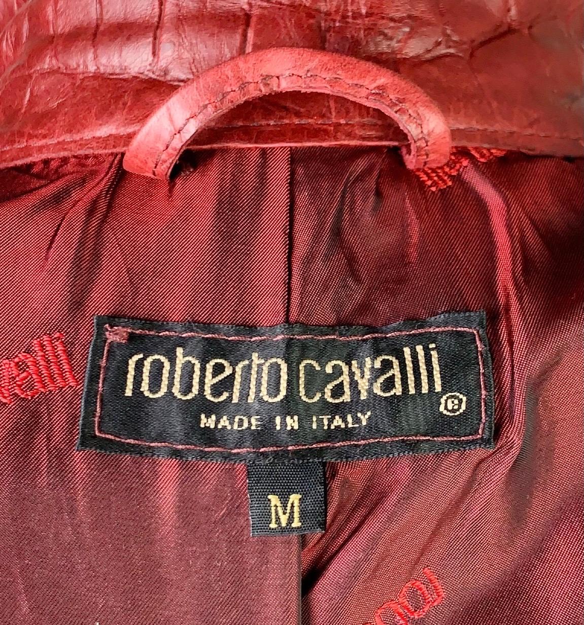 Red Roberto Cavalli Fall 2000 Mock-Croc Leather Coat