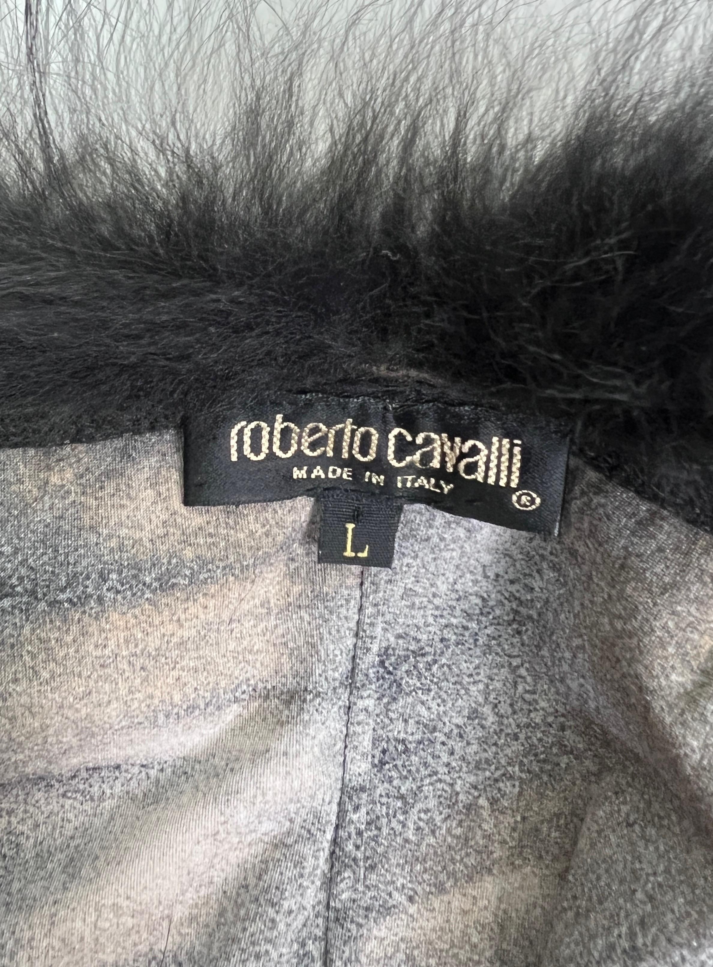 Roberto Cavalli Herbst 2000 Strickjacke aus Samt (Schwarz) im Angebot