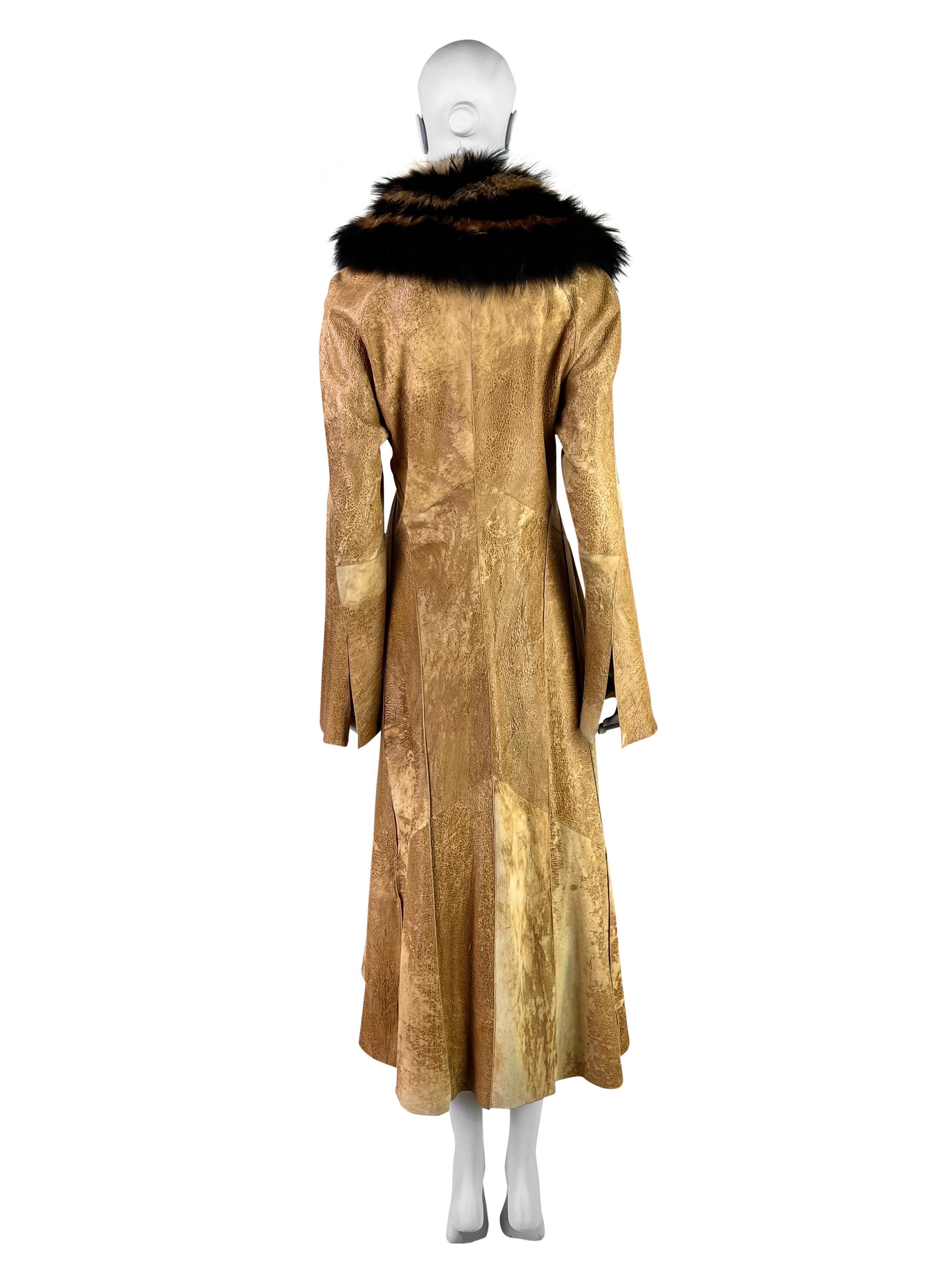 Roberto Cavalli Fall 2002 Leather Coat with Fox Fur For Sale 2
