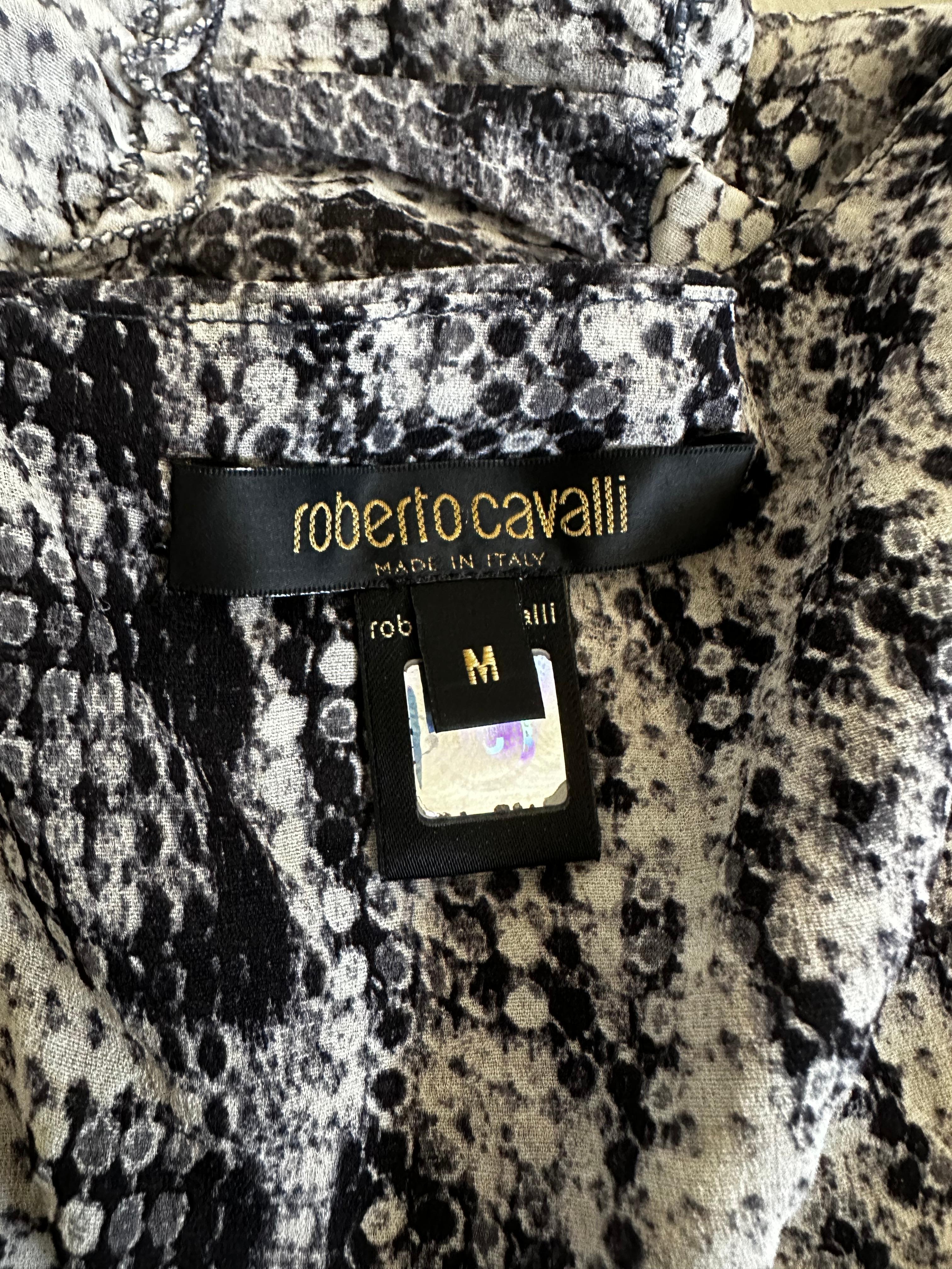 Roberto Cavalli Fall 2003 silk corset style silver zip up jacket 2
