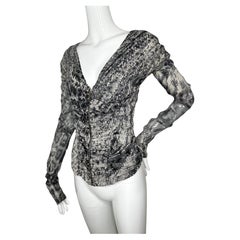 Roberto Cavalli Fall 2003 silk corset style silver zip up jacket