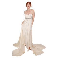 Used Roberto Cavalli Fall 2005 White Pleated Silk Gown