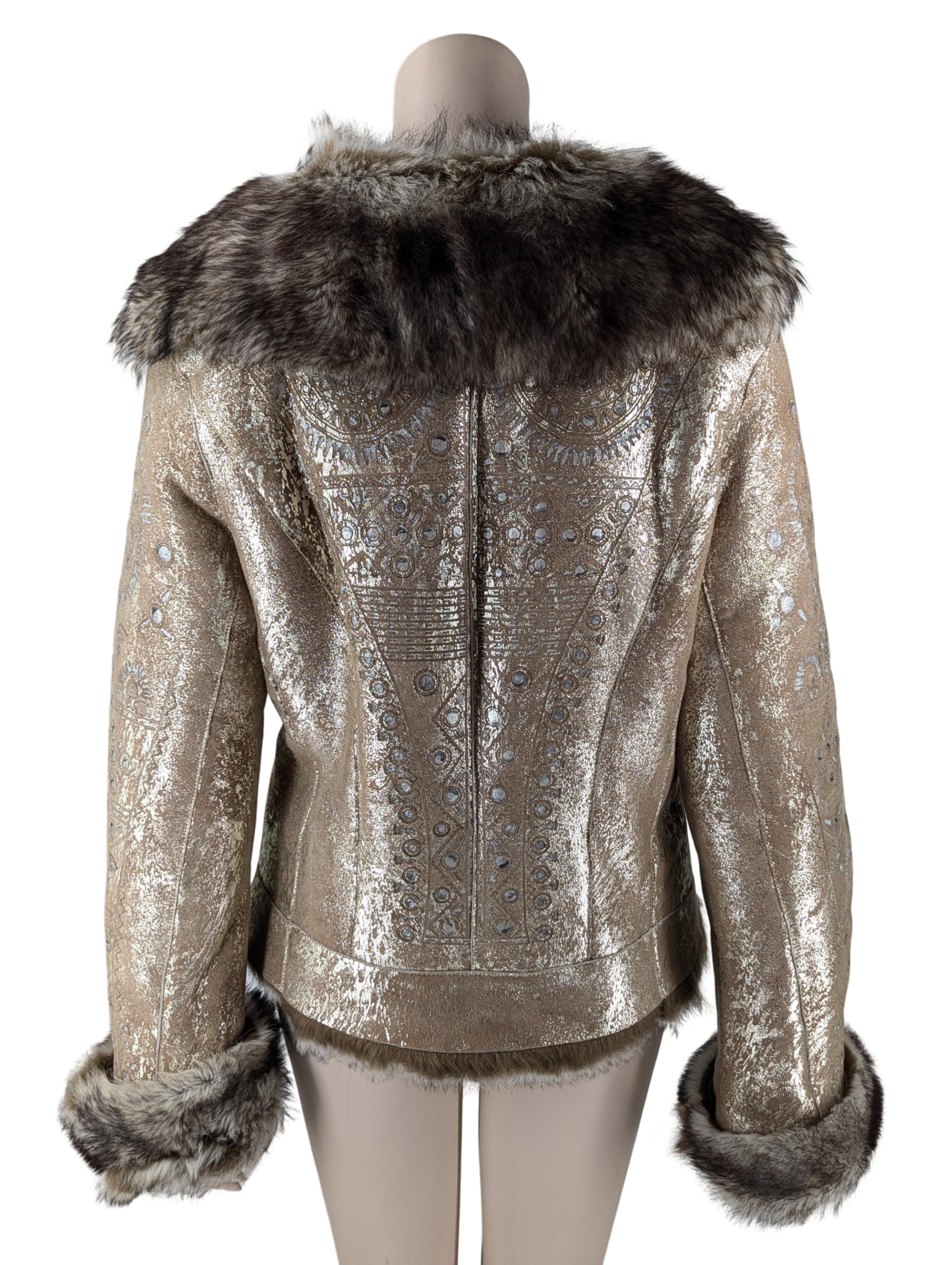 Roberto Cavalli Autunno 2006 Pelliccia impreziosita d'oro in vendita 6