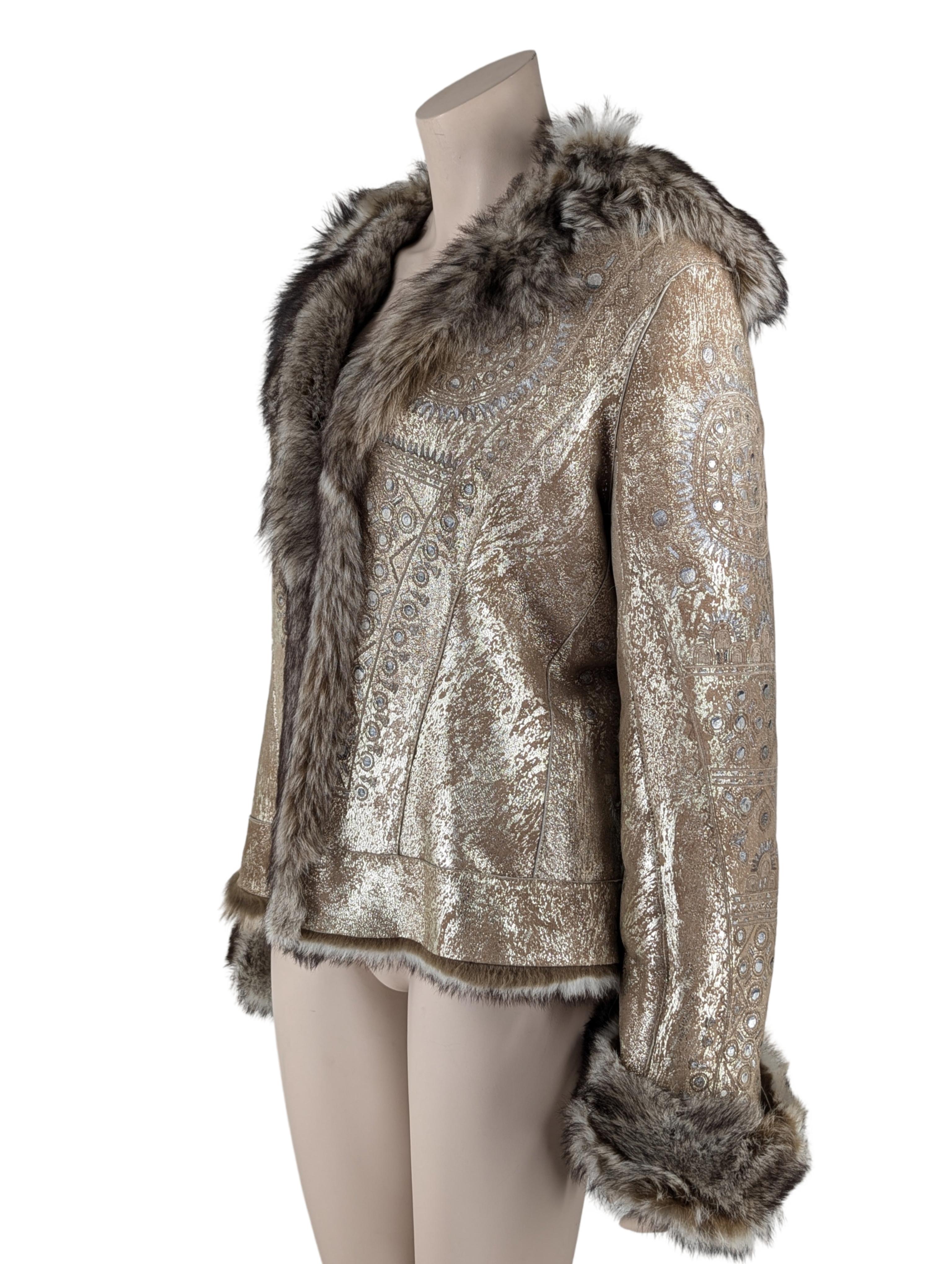 Roberto Cavalli Autunno 2006 Pelliccia impreziosita d'oro in vendita 1