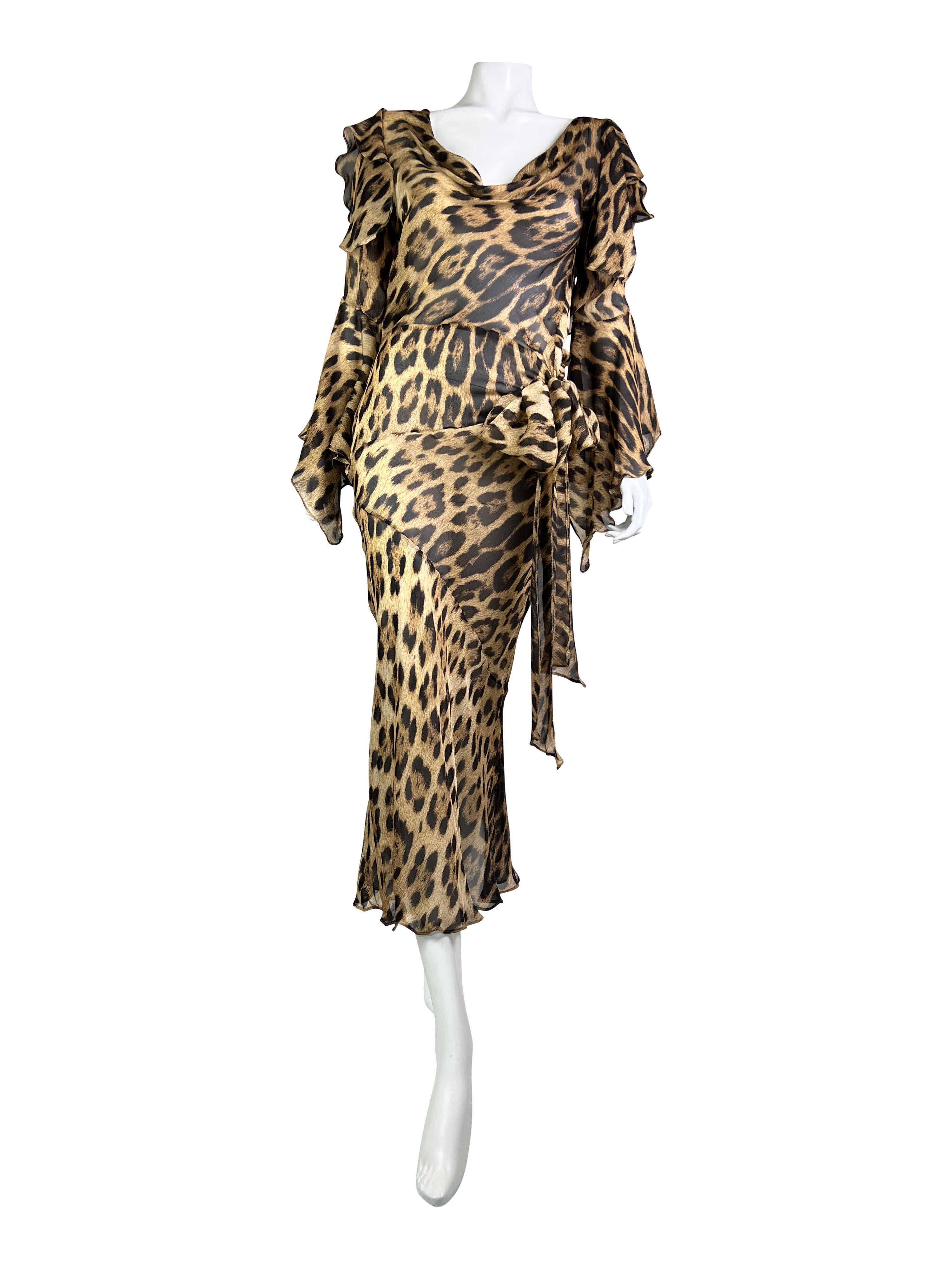 Vestido de seda Roberto Cavalli Otoño 2006 Marrón
