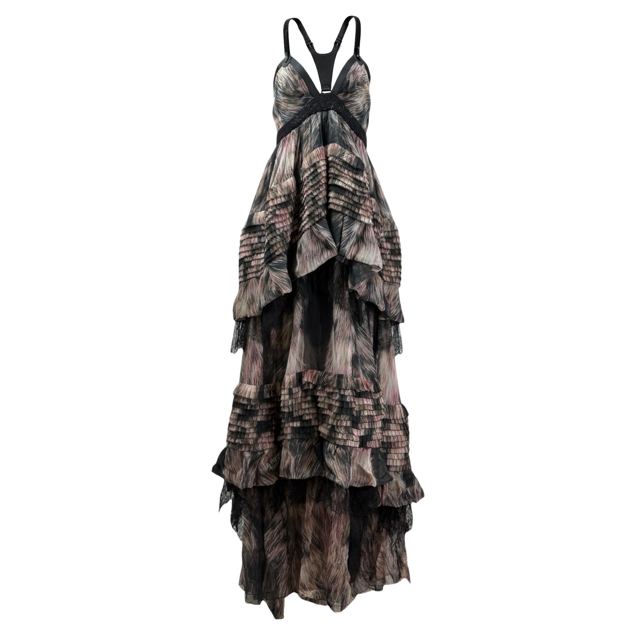 Roberto Cavalli Herbst 2012 Look 40 Langes bedrucktes Kleid im Angebot
