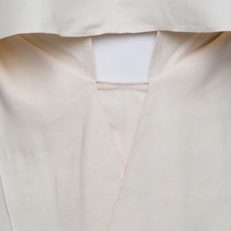 Women's Roberto Cavalli Firenze Beige Linen Ruffled Front Tie Detail Sleeveless Top L