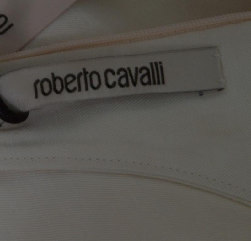 Roberto Cavalli Firenze Beige Linen Ruffled Front Tie Detail Sleeveless Top L en vente 1