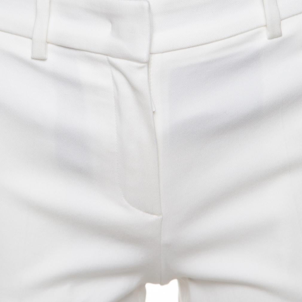 Roberto Cavalli Firenze White Cotton High Waist Straight Fit Pants L In Excellent Condition In Dubai, Al Qouz 2