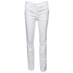 Roberto Cavalli Firenze White Cotton High Waist Straight Fit Pants L