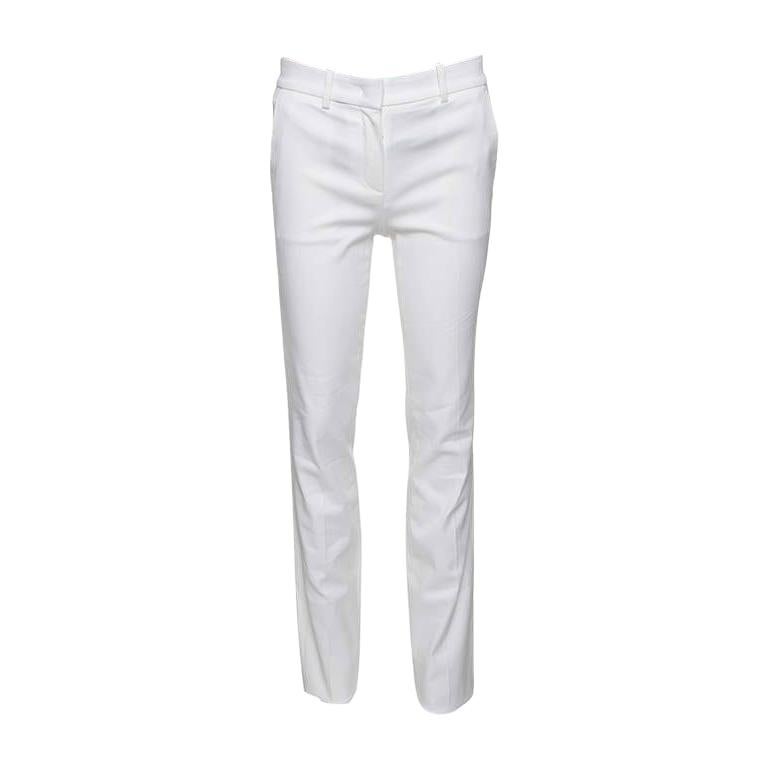 Roberto Cavalli Firenze White Cotton High Waist Straight Fit Pants M