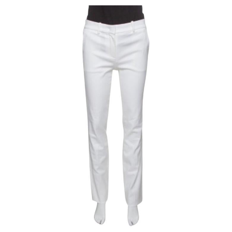 Roberto Cavalli Firenze - Pantalon droit ajusté à taille haute en coton blanc M en vente