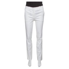 Roberto Cavalli Firenze White Cotton High Waist Straight Fit Pants M