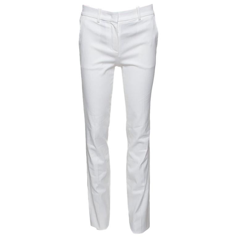 Roberto Cavalli Firenze White Cotton High Waist Straight Fit Pants S ...