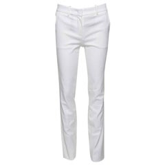 Roberto Cavalli Firenze White Cotton High Waist Straight Fit Pants S